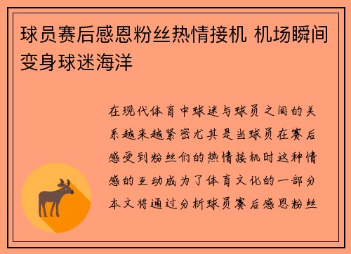 球员赛后感恩粉丝热情接机 机场瞬间变身球迷海洋
